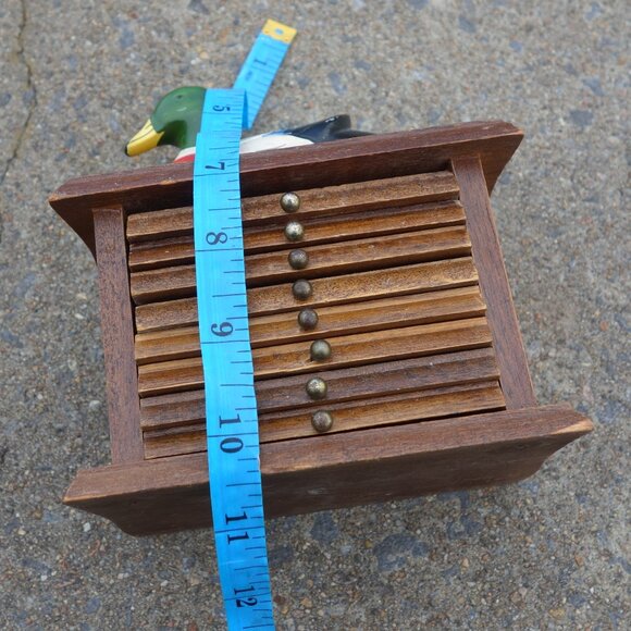 Vintage Wooden Coaster set with Mallard Duck Figurine Holder with 8 Coasters - Picture 10 of 14